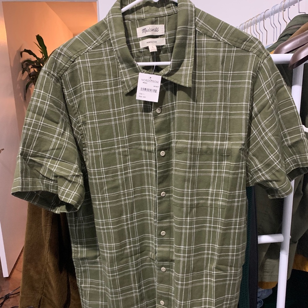 NWT Madewell Perfect Short Sleeve Shirt L